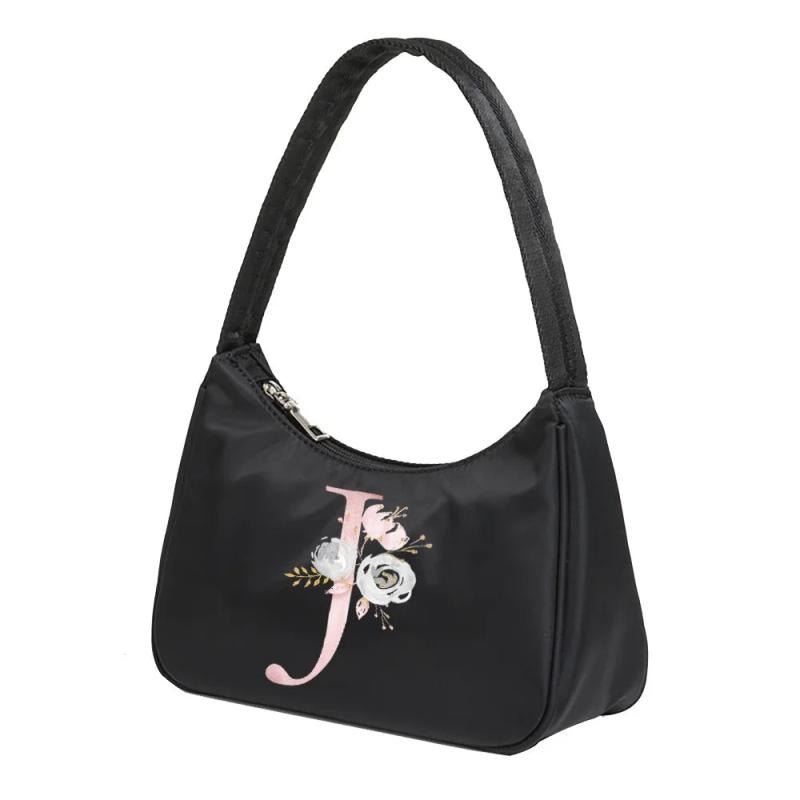 Pink Letter Print Shoulder Underarm Bag Casual Chain Small Handbag