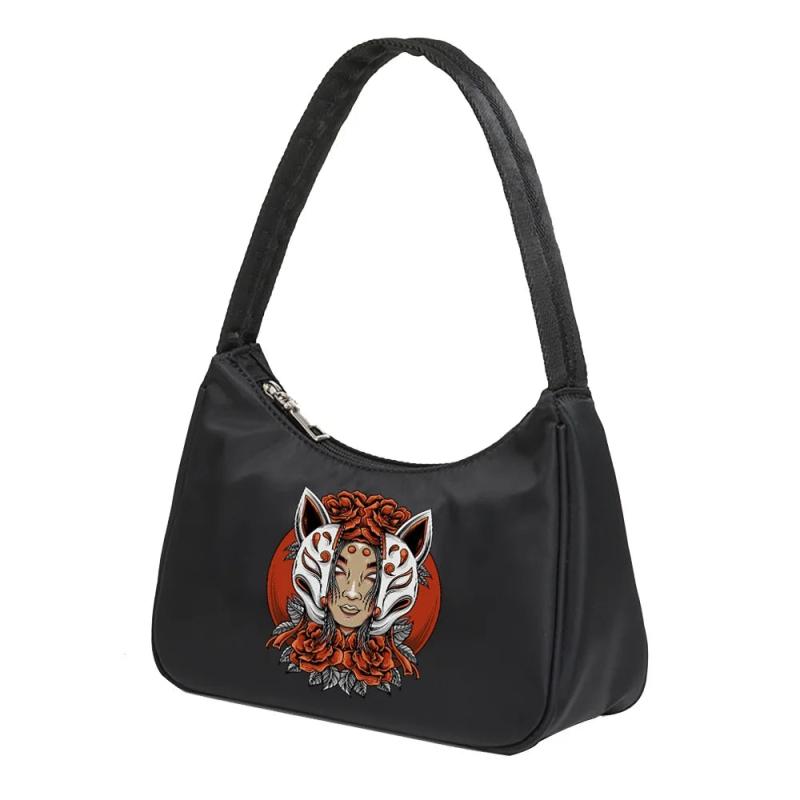 Harajuku Mask Print Shoulder Bag Womens Handbag Tote Shopping Bag