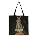 Cat Printed Foldable Girl Lady Beach Shoulder Bag Cartoon Cat Pattern Handbag