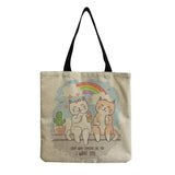 Cat Printed Foldable Girl Lady Beach Shoulder Bag Cartoon Cat Pattern Handbag