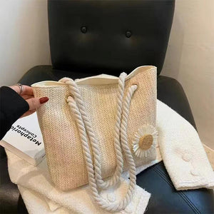 Sunflower Women's Shoulder Bag Large-capacity Straw Woven Handbag