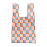 Soft Woven Grid Pattern Tote Bag for Students