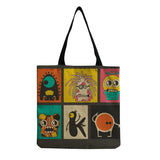 Monster Printed Tote Linen Travel Storage Handbag Women Shopping Bag