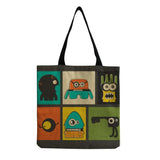 Monster Printed Tote Linen Travel Storage Handbag Women Shopping Bag