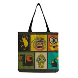 Monster Printed Tote Linen Travel Storage Handbag Women Shopping Bag