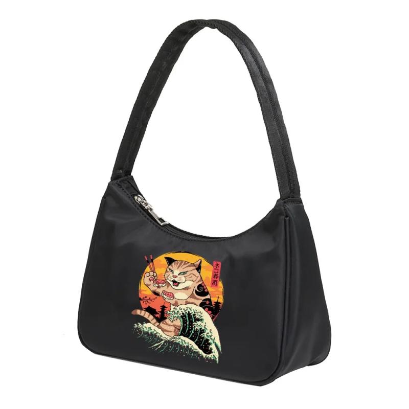 Cat Pattern Nylon Handbag Women Casual Shoulder Bags