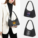 Women King Print Underarm Shoulder Bags Handbag Tote Bags Female Small Bags