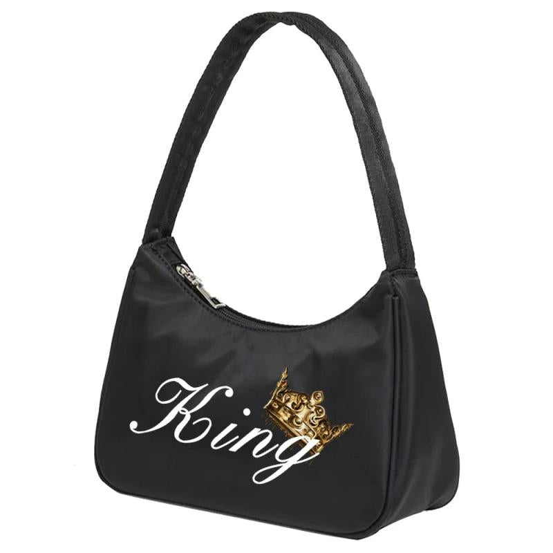 Women King Print Underarm Shoulder Bags Handbag Tote Bags Female Small Bags