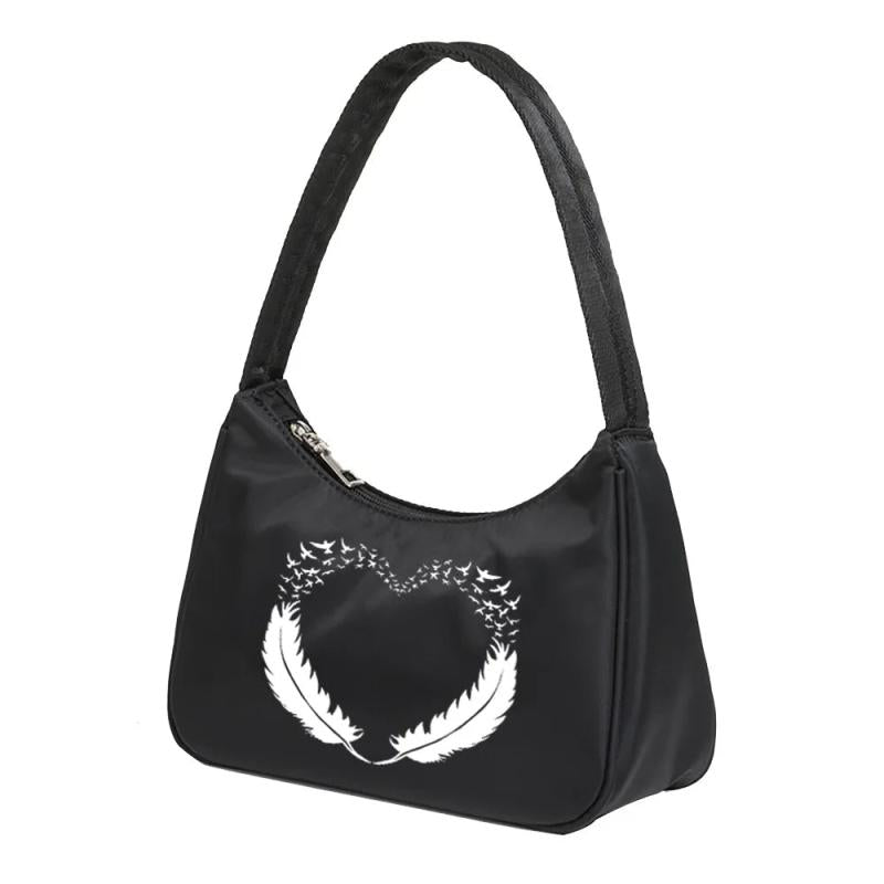 Feather Print Underarm Shoulder Bags Women Harajuku Tote Bag