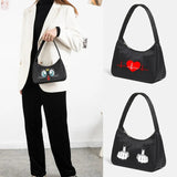 Heartbeat Frequency Print Underarm Shoulder Bag Women Handbag