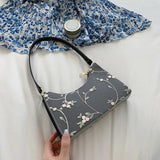 Summer Floral Stitching Shoulder Bag Soft PU Leather Underarm Bags Beach Handbag