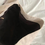 Women Corduroy Shoulder Bags Soft Handbags Tote Bags Girls Students Large