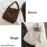 Women Corduroy Shoulder Bags Soft Handbags Tote Bags Girls Students Large