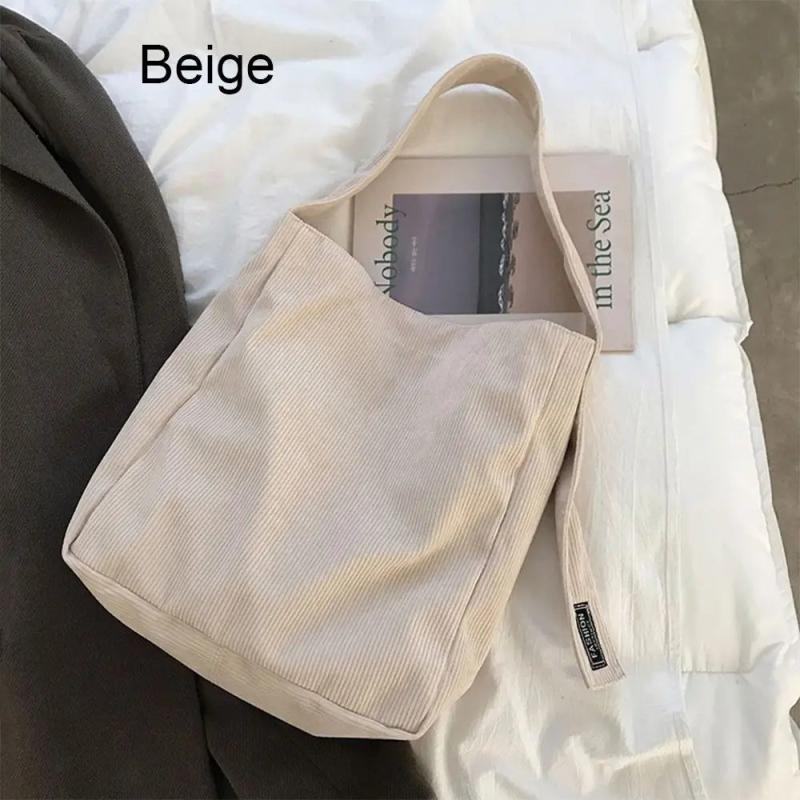 Women Corduroy Shoulder Bags Soft Handbags Tote Bags Girls Students Large