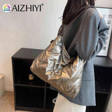 Cotton Padded Messenger Bag Quilted Crossbody Handbag Large Capacity Tote