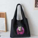 Canvas Vest Bag Women Shoulder Shopping Bag Mask Pattern Tote Bag