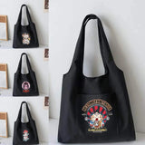 Canvas Vest Bag Women Shoulder Shopping Bag Mask Pattern Tote Bag
