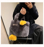 Goose Shape Lambwool Handbag Women Winter Crossbody Messenger Bag