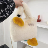 Goose Shape Lambwool Handbag Women Winter Crossbody Messenger Bag