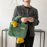 Goose Shape Lambwool Handbag Women Winter Crossbody Messenger Bag