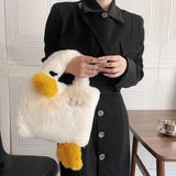 Goose Shape Lambwool Handbag Women Winter Crossbody Messenger Bag
