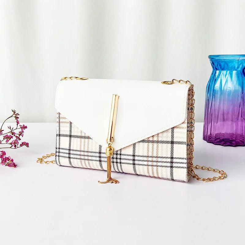Plaid Fringed Handbags One-Shoulder Small Square Bags For Women