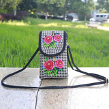 Embroidered Crossbody Cell Phone Bag Shoulder Wallet Purse Handbag