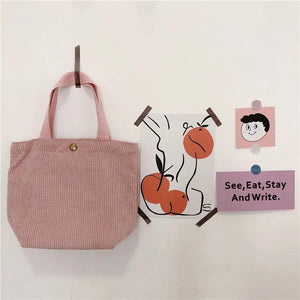 Corduroy Shoulder Bag Reusable Shopping Bags Casual Tote