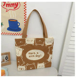 Canvas Shoulder Bag Large Capacity Work School Handbag