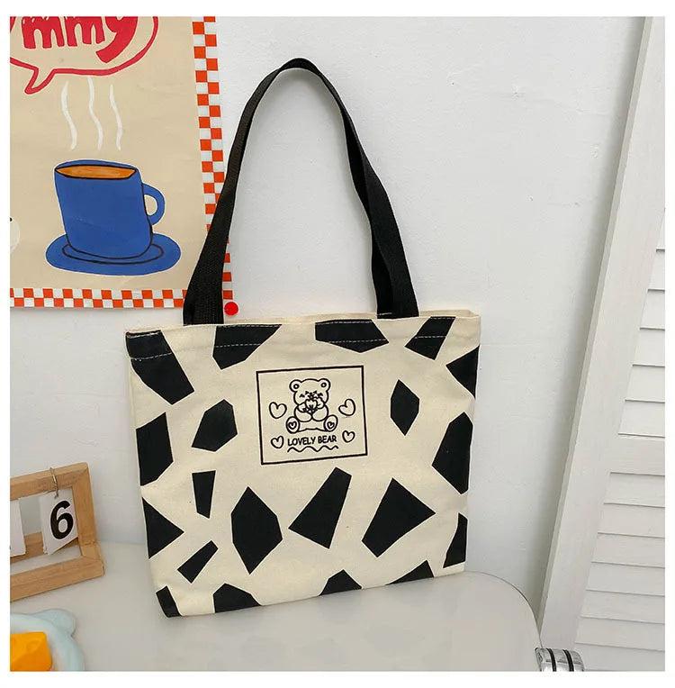 Canvas Shoulder Bag Large Capacity Work School Handbag