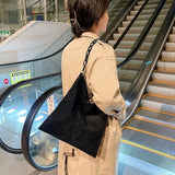 Corduroy Cloth Shoulder Bag Chain Tote Handbag Purses School Bag