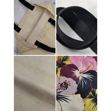 Rose Flower Beach Shoulder Bag Linen Tote Shopping Bag