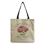 Rose Flower Beach Shoulder Bag Linen Tote Shopping Bag