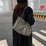 Leopard Canvas Shoulder Tote Bag