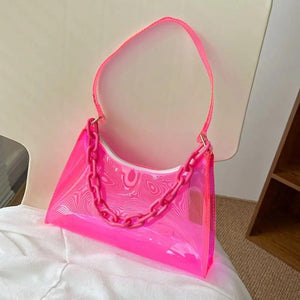 Jelly Women's Shopper Bag Transparent Solid Shoulder Underarm Phone Bag