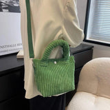Women's Corduroy  Shoulder Bag  Bucket Black