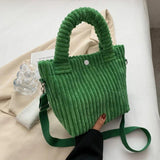 Women's Corduroy  Shoulder Bag  Bucket Black