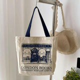 Canvas Shoulder Bag Casual Print Large Capacity Shopping Tote
