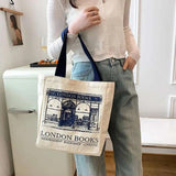 Canvas Shoulder Bag Casual Print Large Capacity Shopping Tote