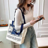 Canvas Shoulder Bag Casual Print Large Capacity Shopping Tote