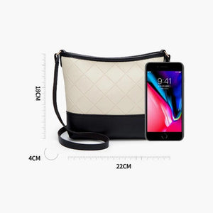 Rhombic Crossbody Bag PU Leather Wide Strap Handbag Small Shoulder Bag