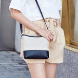 Rhombic Crossbody Bag PU Leather Wide Strap Handbag Small Shoulder Bag