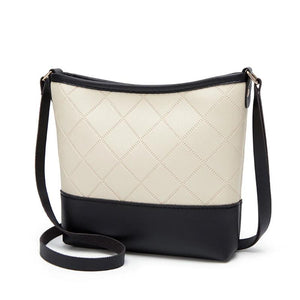 Rhombic Crossbody Bag PU Leather Wide Strap Handbag Small Shoulder Bag
