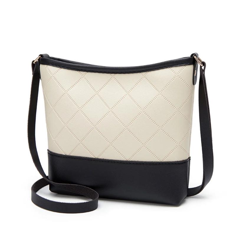 Rhombic Crossbody Bag PU Leather Wide Strap Handbag Small Shoulder Bag