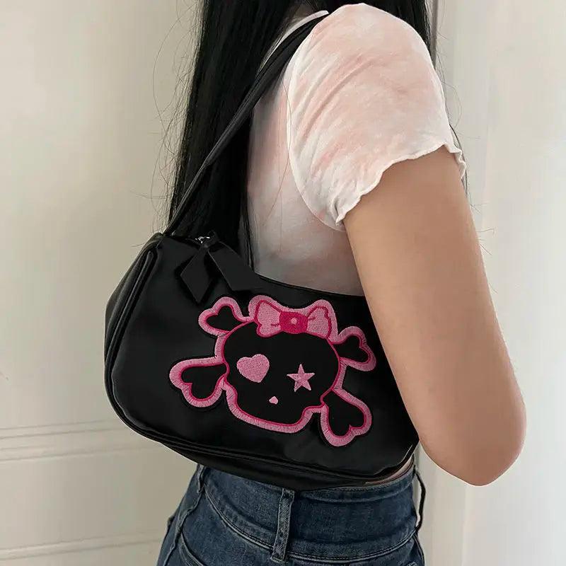 Y2k Gothic Skull Shoulder Bag Ladies Pu Leather Handbag