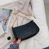 PU Leather Underarm Bag Print Handbag Zipper Small Square Bag