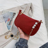PU Leather Underarm Bag Print Handbag Zipper Small Square Bag