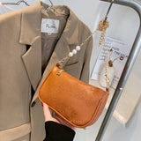 PU Leather Underarm Bag Print Handbag Zipper Small Square Bag