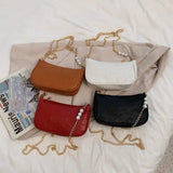 PU Leather Underarm Bag Print Handbag Zipper Small Square Bag