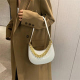 Crocodile Pattern Half Moon Chain Shoulder Bag